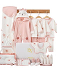 Everyday baby gift set 24 pieces, pink floral newborn essentials box, soft cotton baby clothes set, baby shower gift