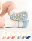 6-Pack Colour-Tip Anti-Slip Baby Socks – Cotton Grip Socks for Baby & Toddler