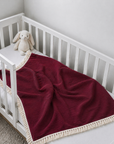 Tassel Burgundy Blanket