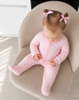 Pink Polka Dot Cotton Baby Sleepsuit