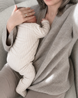 Cream Striped Cotton Baby Sleepsuit