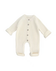 Ivory ribbed knit baby romper with button front, simple and comfortable newborn outfit