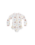Baby colourful floral long sleeve swimsuit on white base