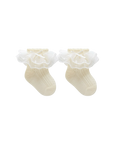 Elegant baby girl lace frill socks crafted from breathable combed cotton for comfort and style