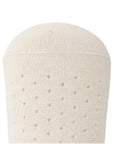 Close-up of seamless toe design on baby lace cotton socks, soft and irritation-free for toddlers