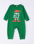 Baby Mini Elf Christmas romper with green long sleeve top and elf print design