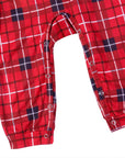 Baby plaid romper pajamas with snap button closure detail