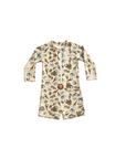 cream baby rash guard swimsuit with safari animal print and front zip