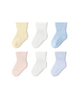 pure cotton baby crew socks 3 pairs infant cotton socks with assorted pastel in cream, white, blue, pink, and lavender colors