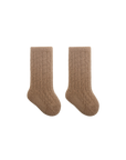 Beige and yellow cable knit baby socks – warm cotton baby socks UK