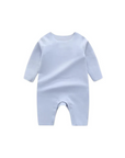 Light blue baby romper made of soft cotton, long sleeve newborn outfit for everyday wear