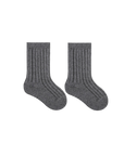 Charcoal grey ribbed baby socks in soft cotton – durable and comfy