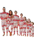 Christmas family matching reindeer pajamas set for parents and kids, festive red holiday sleepwear