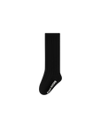 Black sock with white text on a white background
