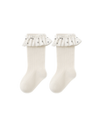Cream ruffled edge baby socks – soft cotton socks for girls and boys