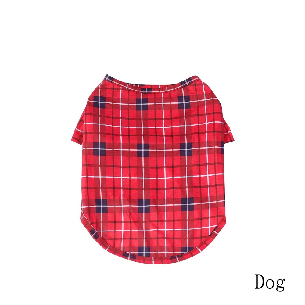 Dog plaid matching pajamas outfit red check pet sleepwear