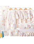 Everyday baby gift set 26 pieces, pink elephant themed newborn essentials box, soft cotton baby clothes set, baby shower gift