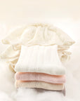 Stack of lace ruffle baby socks – cotton embroidered design UK