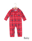Baby plaid matching pajamas romper long sleeve one-piece sleepwear