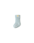 Grey plush bear embroidered baby socks – thick winter fleece texture