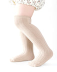 Folded ribbed knit baby socks – breathable cotton knee-high socks UK