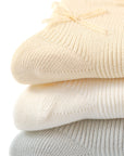 Stacked lace edge baby socks in neutral mix – soft cotton material