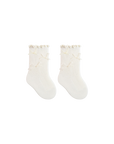 White lace edge cotton baby socks – delicate lace cuff baby socks for toddlers