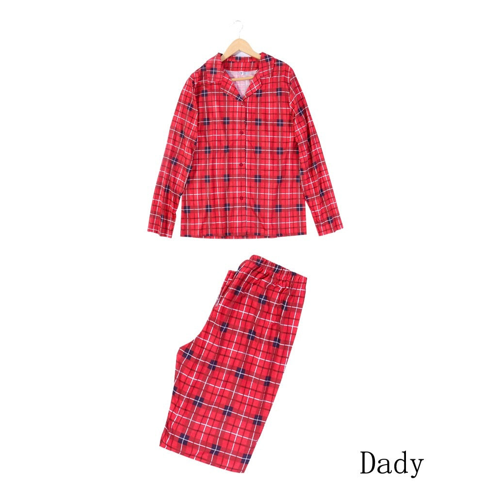 Men’s plaid matching pajamas two-piece set long sleeve shirt and pants