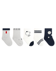 5-pair navy striped bear baby socks set in grey, white, and navy – soft cotton baby socks from BabyWonders UK