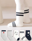 Unisex navy and white striped baby socks set – breathable cotton material
