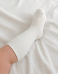 white ribbed cotton baby socks for toddlers and newborn everyday comfort
