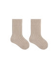 Oat beige ribbed baby cotton socks – soft and stretchy everyday wear
