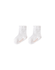 Mint pastel cotton baby socks with cable knit texture and anti-slip sole