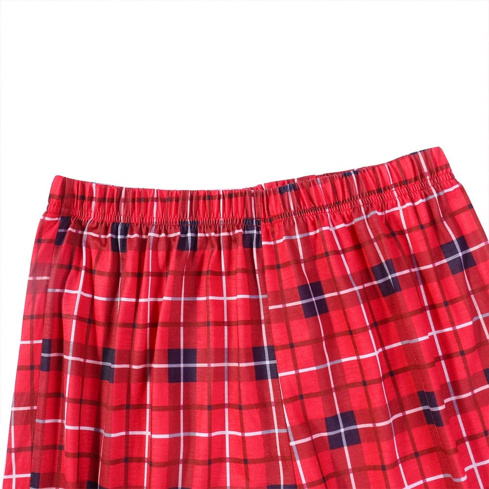 Plaid matching pajama pants with elastic waistband detail