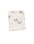 Cotton baby blanket with tassels in rainbow tones