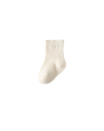 Beige ribbed cotton baby sock – gentle stretch newborn socks