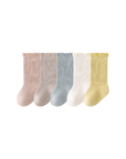 Set of 5 ribbed cotton baby socks – pastel neutral colours, breathable and soft