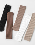 Ribbed knit baby socks set – neutral cotton long socks for babies UK