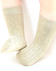 Light olive ribbed knit baby socks – soft cotton toddler socks for autumn and winter