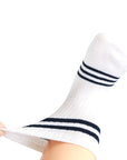 Stretched navy and white bear baby socks – cotton comfort for babies and toddlers