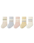 Striped cable knit baby socks in soft pastel cotton colours with cosy breathable knit for everyday baby wear
