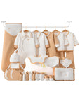 Winter baby gift set 28 pieces, light salmon winter warmers newborn essentials box, cozy cotton baby clothes set, baby shower gift