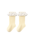 Yellow frill baby socks with polka dots – comfortable cotton baby socks UK