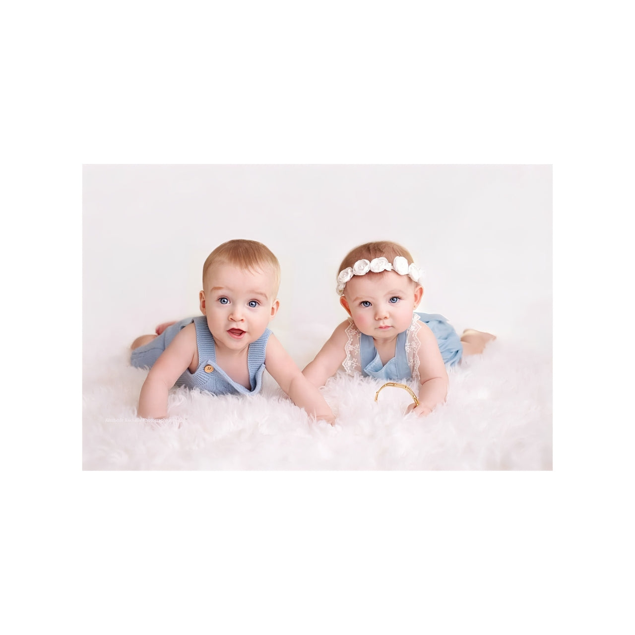 Adorable twin babies lying together, best custom newborn gift ideas