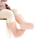 Two-Tone Anti-Slip Baby Socks - Ribbed Cotton Grip - Single Pair
