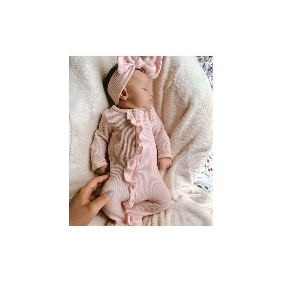 Newborn Baby Girl Knit Ruffle Jumpsuit