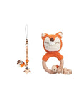 Crochet Fox Rattle & Dummy Clip Set