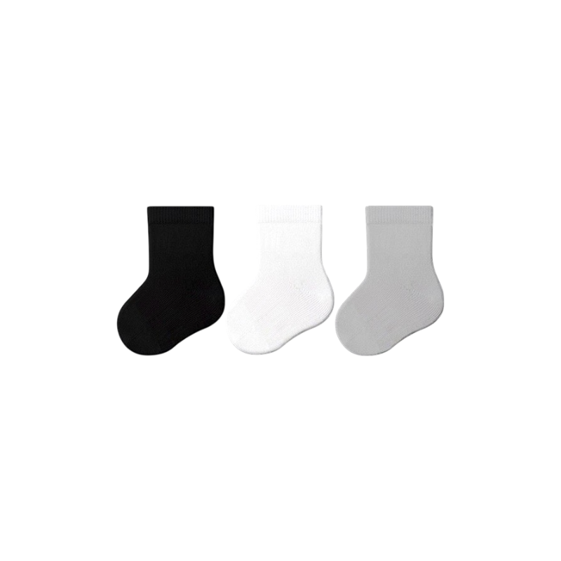 3-pack cotton baby socks in classic mix – black, white and grey soft cotton socks