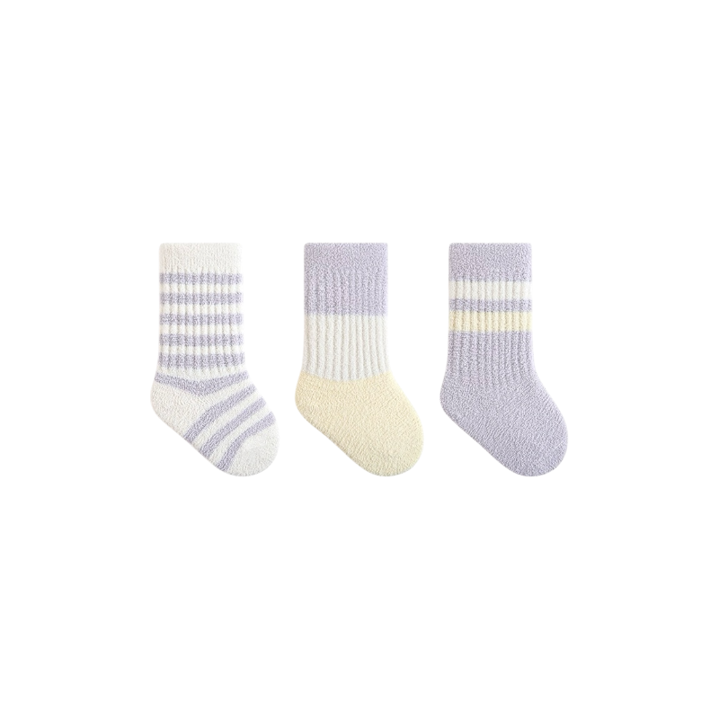 3-pack thick winter baby socks in blue and yellow – soft and breathable for cold days