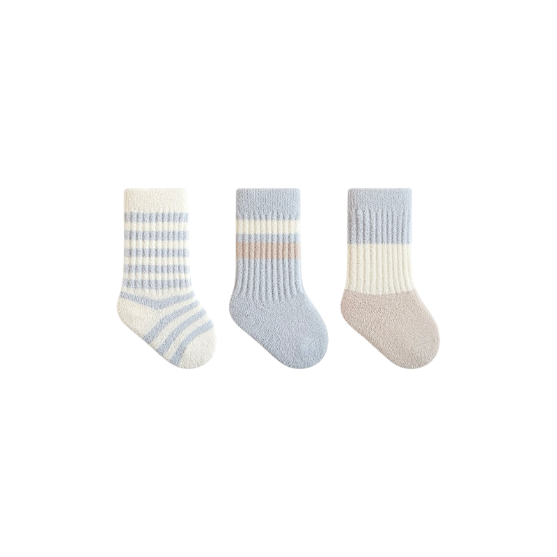3-pack thick winter baby socks in lilac and yellow mix – warm textured baby socks